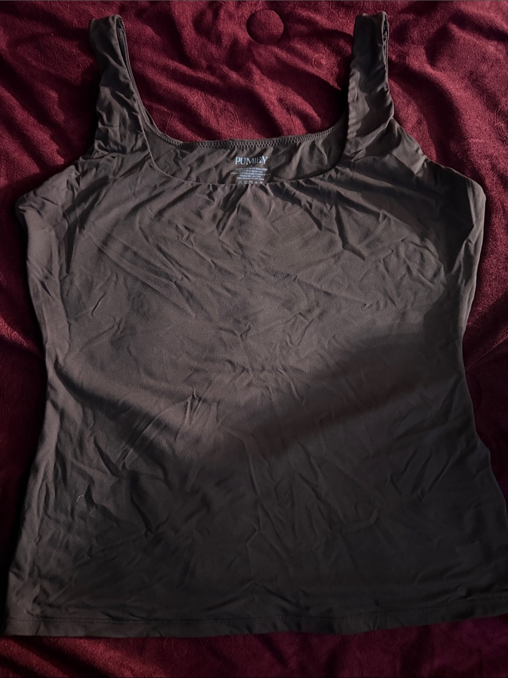 Pumiey Women's Brown Scoop Neck Tank Top